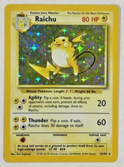 Pokemon Base Set Raichu Holo Rare 14/102 WOTC 1999 Near Mint NM - Image 1