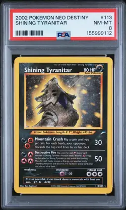 Shining Tyranitar 113/105 PSA 8 Neo Destiny Unlimited Pokemon - Image 1