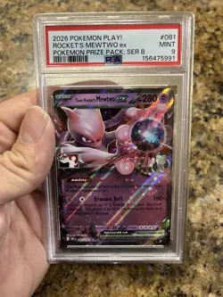 2026 Pokemon Play! Rockets Mewtwo Ex Pokemon Prize Pack 8 PSA 9 - Image 1