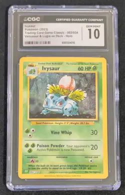 CGC 10 Ivysaur 002/034 Classic Holo GEM MINT Venusaur Lugia ex Pokemon Card PSA - Image 1