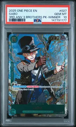 One Piece Card Game - SABO (OP09-027) 3rd Anniversary Winner Foil Promo PSA 10 - Image 1
