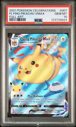 PSA 10 2021 Pokemon Celebrations FLYING PIKACHU VMAX 007/025 Full Art Holo Rare - Image 1