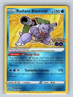 Radiant Blastoise 018/078 Radiant Rare Pokemon GO Moderately Played READ - Image 1
