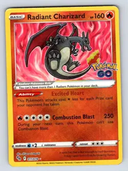 Radiant Charizard 011/078 Radiant Rare Pokemon GO Pokemon Heavily Played - Image 1