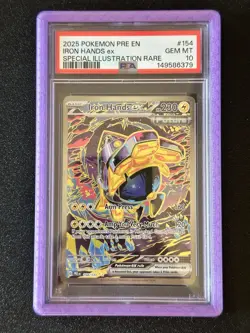 2025 POKEMON PRE EN-PRISMATIC EVOLUTIONS ILLUSTRATION RARE IRON HANDS EX PSA 10 - Image 1