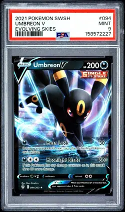 POKEMON 2021 SWSH Evolving Skies UMBREON V #094 PSA 9 Mint - Image 1
