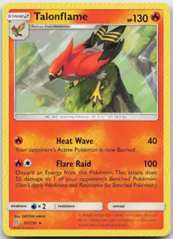 Talonflame 32/236 Rare Unified Minds Pokemon TCG LP - Image 1