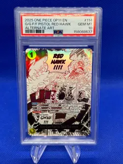 One Piece Gum Gum Fire Fist Pistol Red Hawk OP11-114 Alternate Alt Art PSA 10 - Image 1