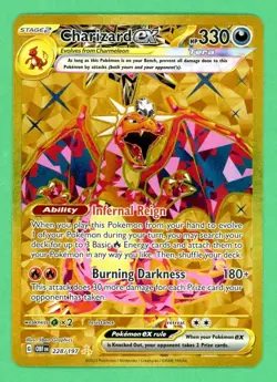 Charizard Ex Pokemon Obsidian FLames Hyper Rare Gold Full Art 228/197 NM - Image 1
