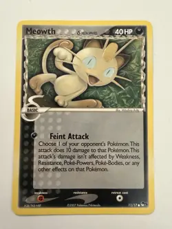 Pokemon Meowth 011/017 POP Series 5 2007 Regular Common 50 HP Feint Attack Card - Image 1