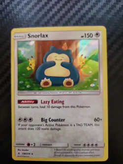 2019 Pokemon SM Unbroken Bonds Snorlax Holo Rare #158/214 - Image 1