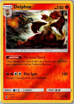 Pokemon Card - Delphox Forbidden Light 17/131 2018 Rare Holo Reverse Holo NM - Image 1