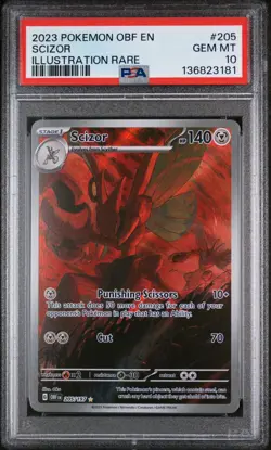 2023 Pokemon Obsidian Flames Scizor Illustration Rare #205 PSA 10 - Image 1