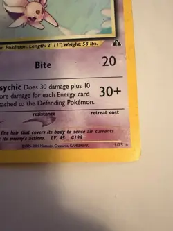 Espeon 1/75 Neo Discovery Holo Rare 80 HP English Pokemon TCG 2001 - Image 4