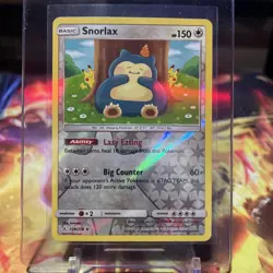 2019 Pokemon Sun & Moon Unbroken Bonds Snorlax Reverse Holo #158/214 - Image 2