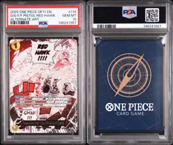 2025 One Piece OP11-A Fist Of Divine Speed Pistol Red Hawk Alt Art PSA 10 - Image 3