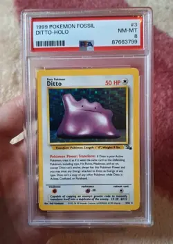 Psa Graded Holo Fossil Set Ditto Pokemon Card 3/62 - Image 2