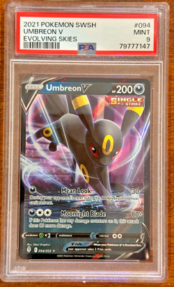 Pokemon TCG 2021 Pokemon Umbreon V SWSH Evolving Skies #094 PSA 9 Mint - Image 1