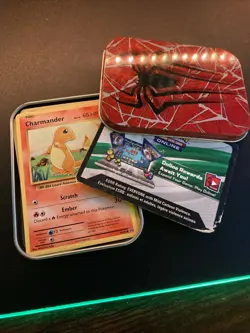 Pokemon 4 Card Holo Bundle W/ Charmamder And Other Cards In Spider-Man Tin! - Image 2
