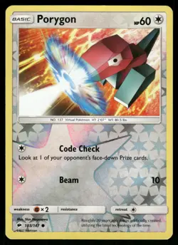 Porygon Reverse Holo 103/147 SM - Burning Shadows Pokemon - Image 1