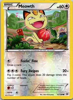 Meowth 67/108 Roaring Skies Pokemon TCG Reverse Holo C MP - Image 1