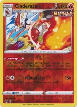 Reverse Holo Cinderace 028/198 Chilling Reign Rare Pokemon TCG - Image 1
