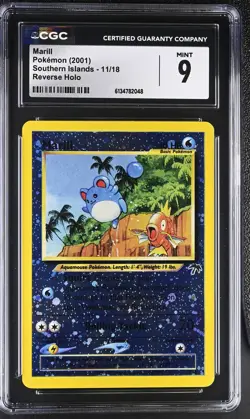 CGC 9 MINT Marill 11/18 Southern Islands Reverse Holo Pokemon Card - Image 1