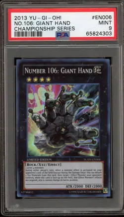 Yu-Gi-Oh! Number 106: Giant Hand Championship Series Promo YCSW-EN006 PSA 9 Mint - Image 1