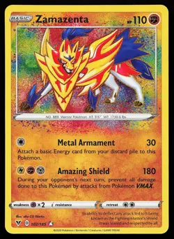 Zamazenta 102/185 Holo Amazing Rare Vivid Voltage Pokemon Card - Image 1