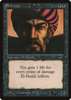 El-Hajjaj Arabian Nights HEAVILY PLD Black Rare MAGIC GATHERING CARD ABUGames - Image 1