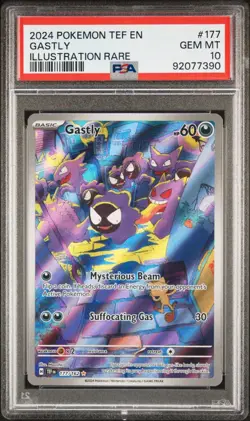 2024 POKEMON TEF EN-TEMPORAL FORCES #177 GASTLY ILLUSTRATION RARE PSA 10 - Image 1