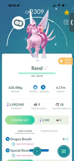 Pokemon Go (Stage 50)Shiny legendary Diagla(roar)&Palkia(Rend) ( 42 Legendarys ) - Image 2