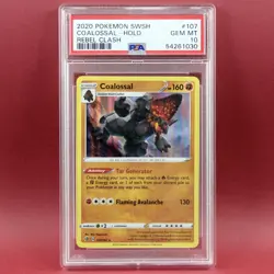 2020 Pokemon COALOSSAL Holo 107 SWSH Rebel Clash PSA 10 Gem Mint POP 14 - Image 1