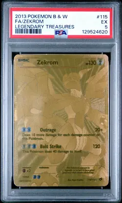 2013 POKEMON BLACK & WHITE LEGENDARY TREASURES #115 FULL ART/ZEKROM PSA 5 - Image 1