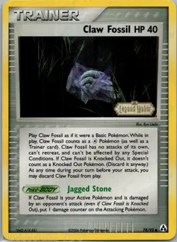 Claw Fossil 78/92 Common Legend Maker Pokemon Reverse Holo NM - Image 1
