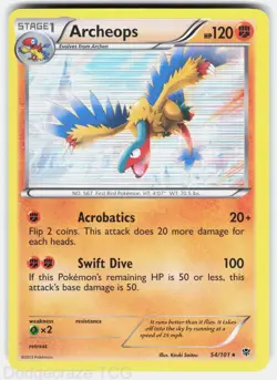 Archeops 54/101 Holo Rare Plasma Blast Pokemon Holo LP - Image 1