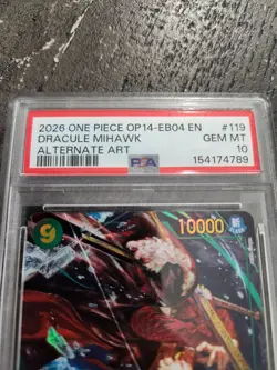 2026 One Piece The Azure Sea's Seven Dracule Mihawk Alternate Art PSA 10 #119 - Image 2
