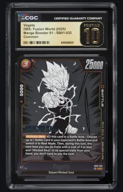 Majin Vegeta SB01-032 Manga Booster 01 DBS Card Game Fusion World CGC 10 Pristin - Image 1
