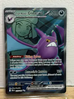 Team Rocket's Crobat ex 217/182 NM Ultra Rare Destined Rivals Pokemon Card TCG - Image 1