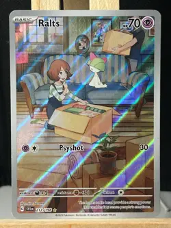Pokemon TCG Ralts Scarlet Violet Base Set Holo Card 211/198 Illustration Rare - Image 1