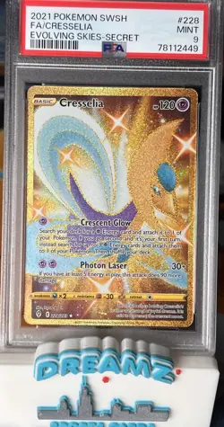 Cresselia (Secret) 228/203 Pokemon Evolving Skies Graded PSA 9 - Image 1