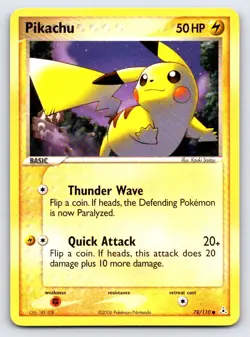 Pikachu 78/110 Common Holon Phantoms Pokemon Lightly Played - Image 1