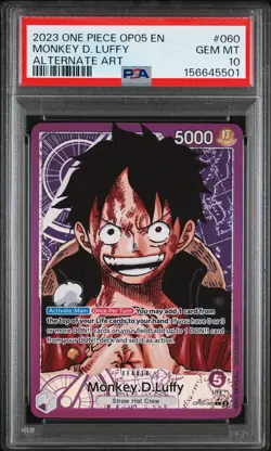 2023 ONE PIECE MONKEY D. LUFFY OP05-060 AWAKENING OF THE NEW ERA ALT ART PSA 10 - Image 1