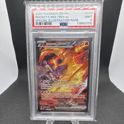 Pokemon Team Rocket's Moltres ex SIR Holo 229/182 Destined Rivals EN PSA 9 - Image 1