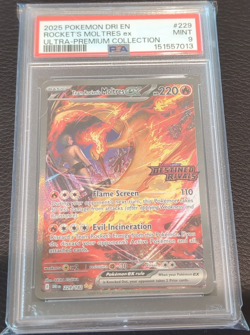 Pokemon Team Rocket's Moltres ex SIR Full Art Holo Destined Rivals 229/182 PSA 9 - Image 1