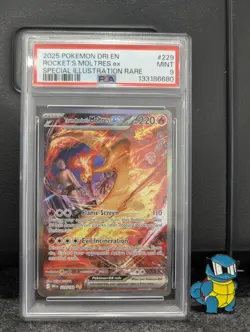 PSA 9 MINT TEAM ROCKET'S MOLTRES EX 229/182 - DESTINED RIVALS SIR HOLO - Image 1