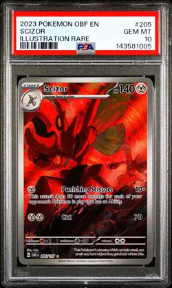 Pokemon 2023 Scizor 205/197 Illustration Rare Obsidian Flames GEM MINT PSA 10 - Image 1