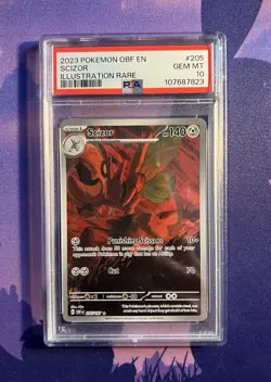 2023 POKEMON OBF EN-OBSIDIAN FLAMES ILLUSTRATION RARE #205/197 SCIZOR PSA 10 - Image 1