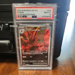 SCIZOR #205/197 - 2023 POKEMON OBF EN-OBSIDIAN FLAMES ILLUSTRATION RARE PSA 10 - Image 1