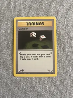 Gambler 60/62 Fossil Regular 1st Edition Pokemon TCG - MP - Image 1